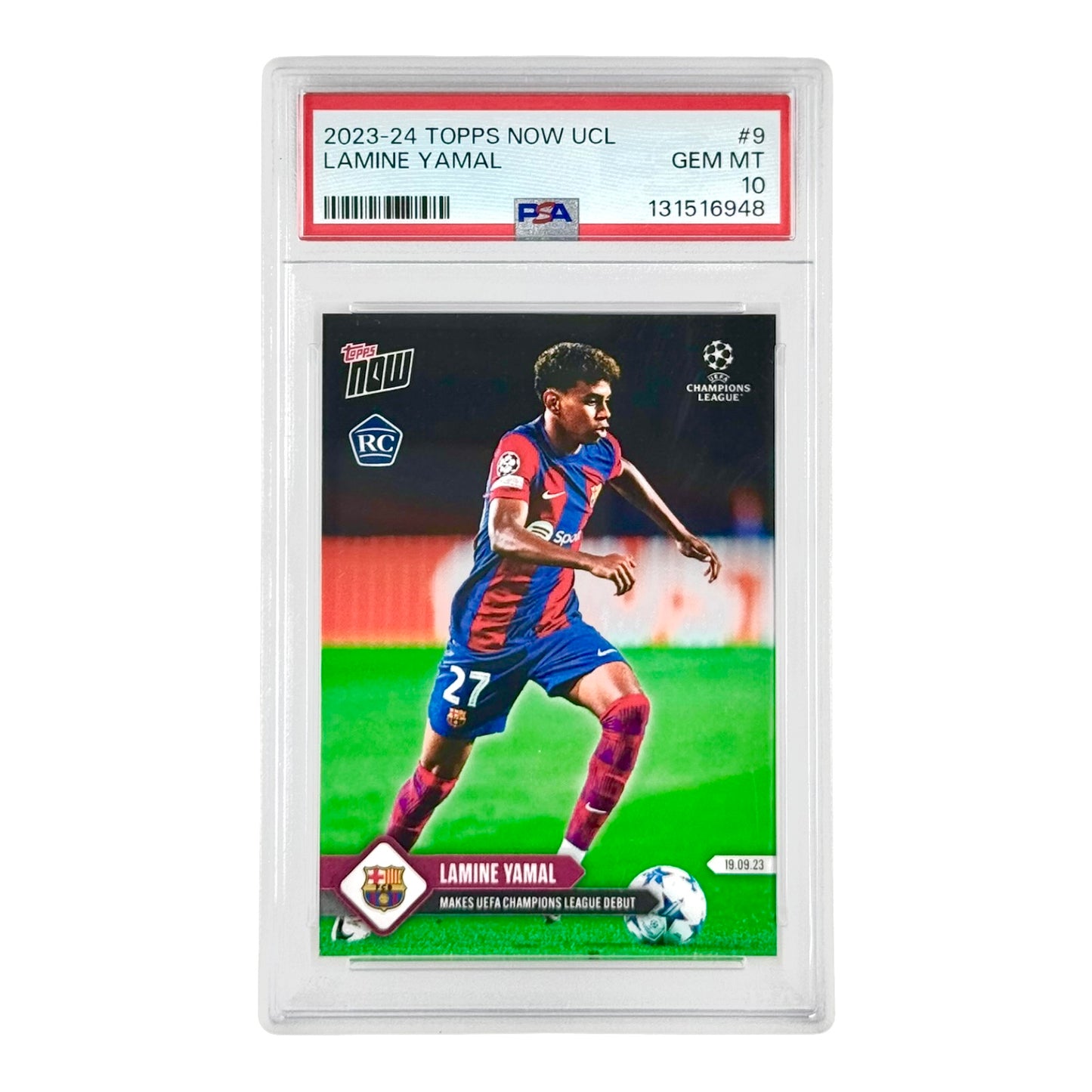 Lamine Yamal 2023-24 Topps Now UCL Rookie RC #9 PSA 10