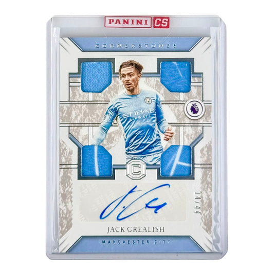 Jack Grealish 2021-22 Cornerstones Quad Jersey Auto 14/44 #C-JG (Panini Sealed Sticker)