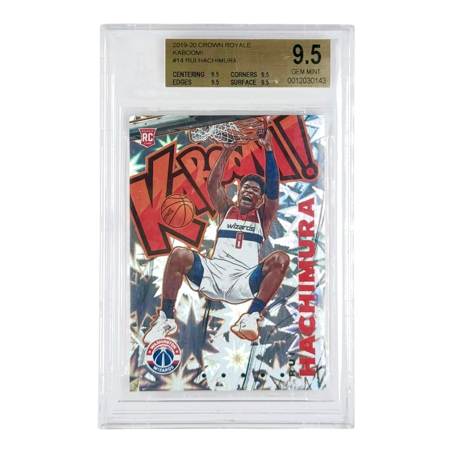 Rui Hachimura 2019-20 Crown Royale Kaboom! Rookie RC #14 BGS 9.5