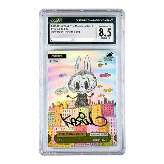 Labubu 2025 How2work The Monsters Series 3 Auto Promo 182/200 CGC 8.5 Auto 10