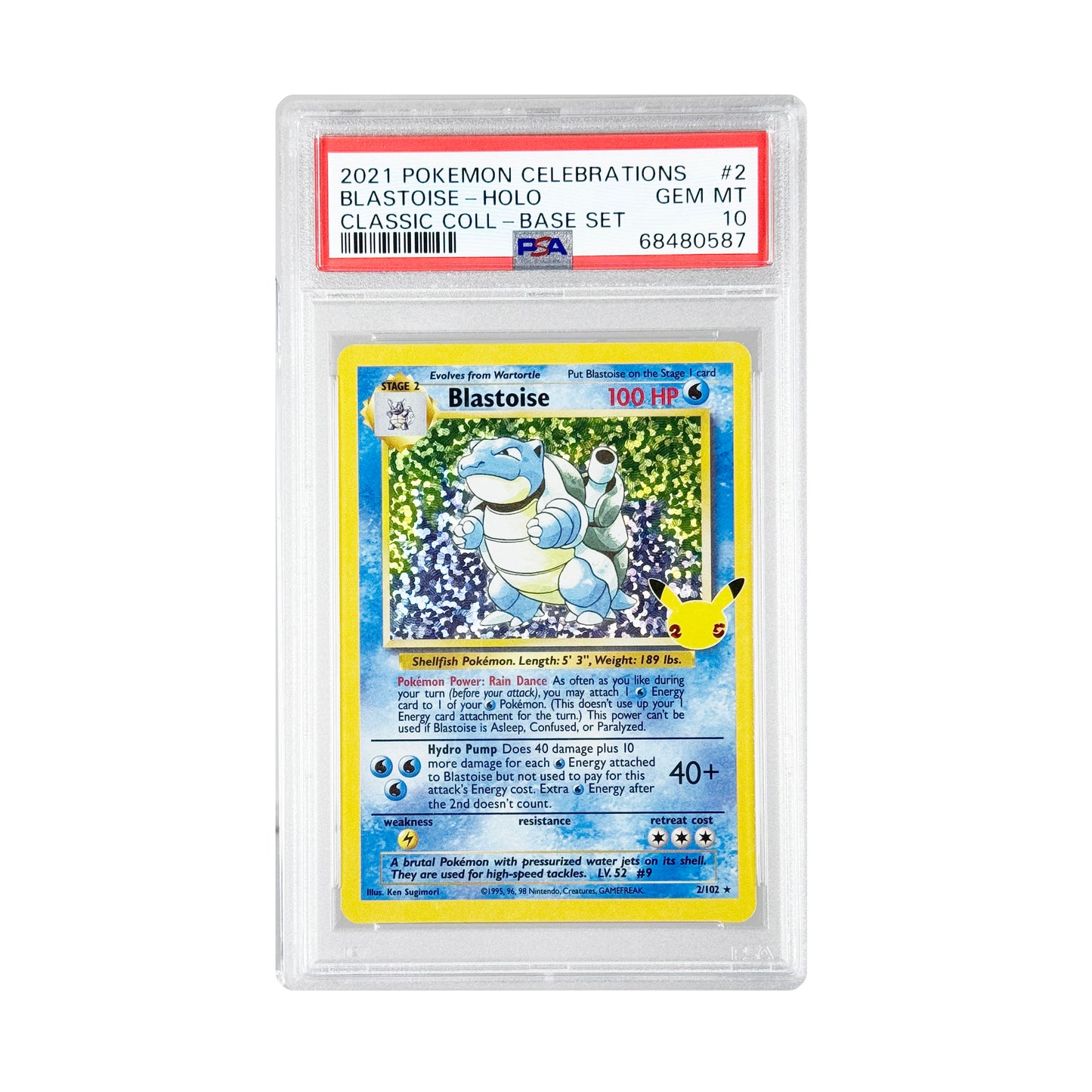 Blastoise 2021 Pokemon English 25th Anniversary Base Set Holo #2 PSA 10