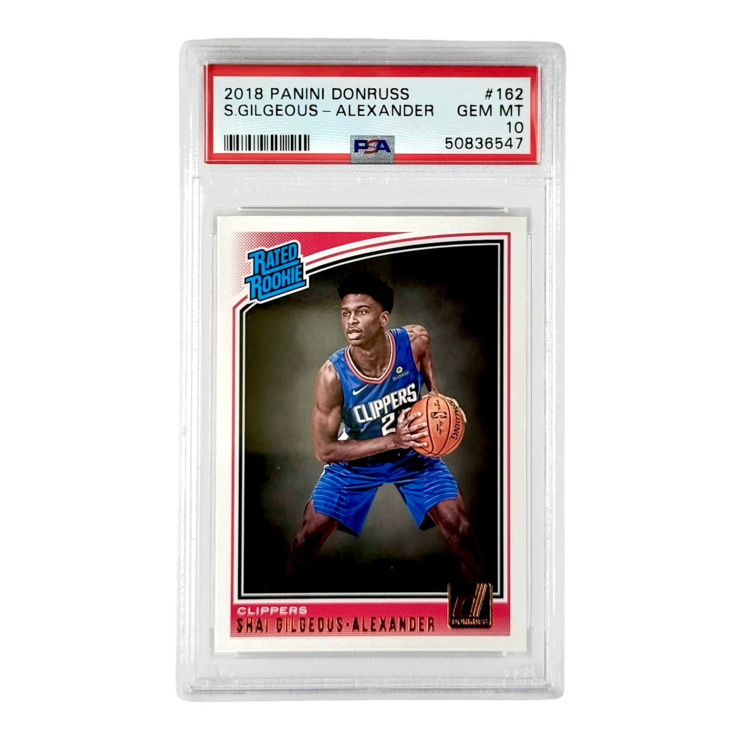 Shai Gilgeous Alexander 2018-19 Panini Donruss Rated Rookie RC #162 PSA 10