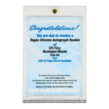 Will Riley 2025-26 Topps Chrome Rookie RC Auto Online Redemption Card #TACR-WR