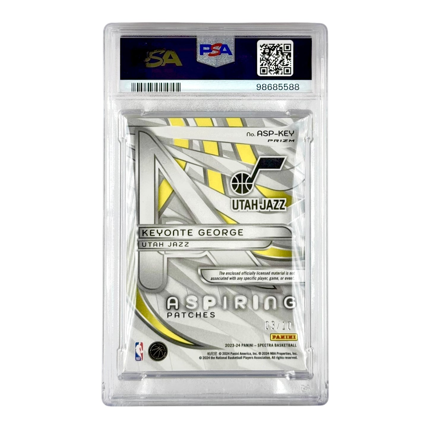 Keyonte George 2023 Spectra Rookie Patch Auto RPA Aspiring Gold 03/10 RC #ASPKEY PSA 9