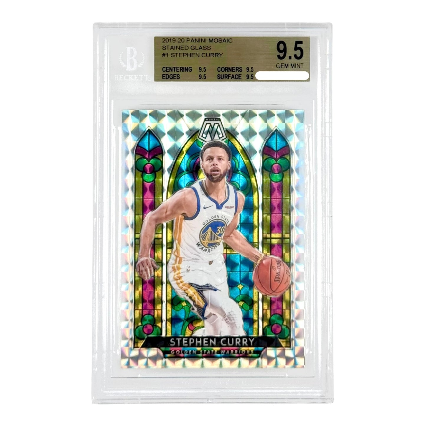 Stephen Curry 2019-20 Mosaic Stained Glass #1 BGS 9.5