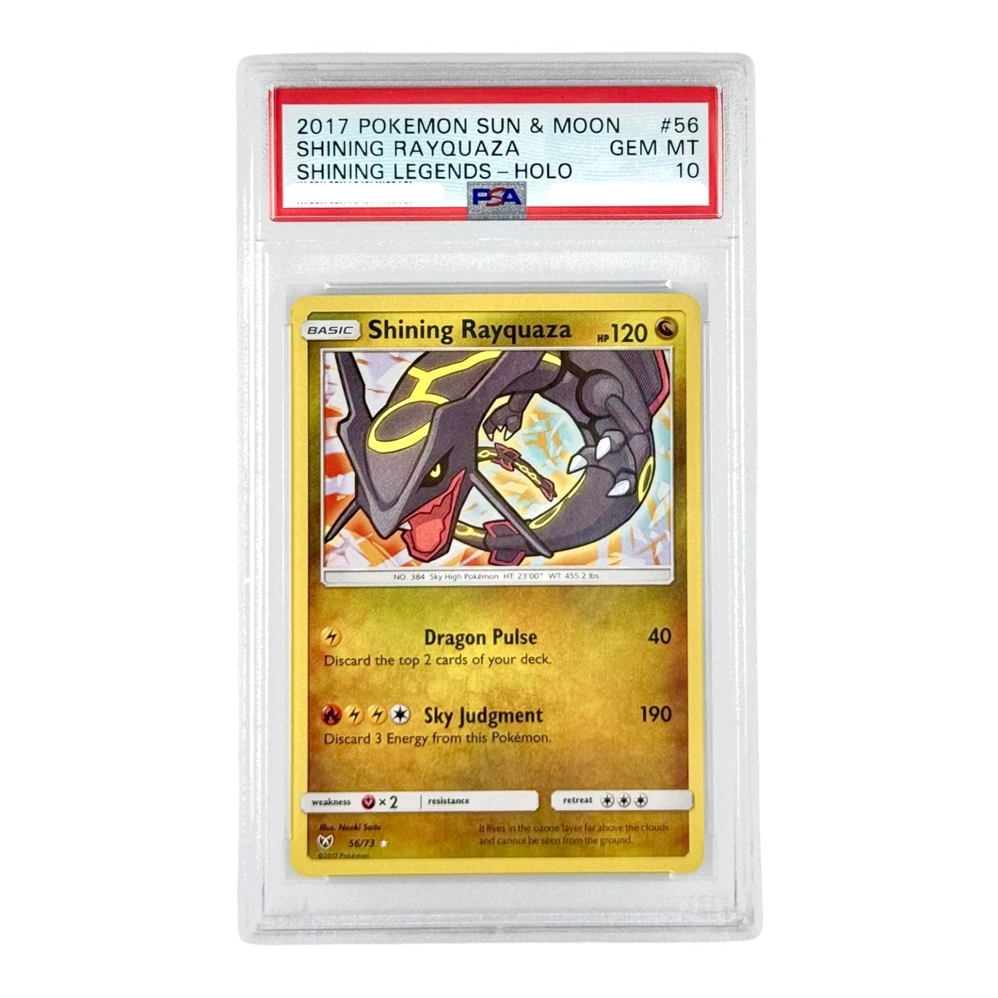Shining Rayquaza 2017 Pokemon English Sun & Moon Holo #56 PSA 10