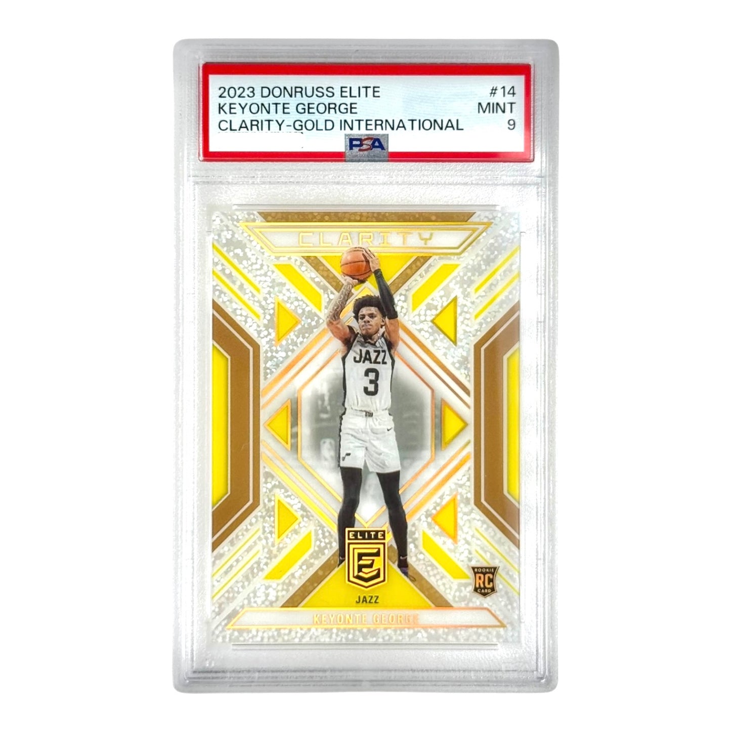 Keynote George 2023 Donruss Elite Clarity Gold International 01/10 Rookie RC #14 PSA 9