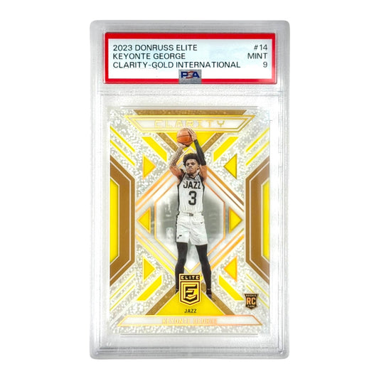 Keynote George 2023 Donruss Elite Clarity Gold International 01/10 Rookie RC #14 PSA 9