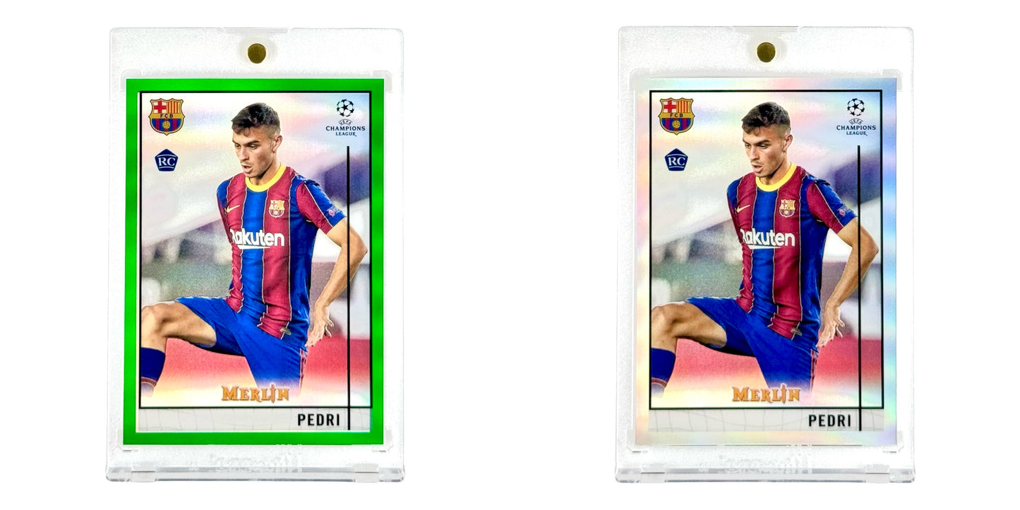 Set of 2 Pedri 2021 Topps Merlin Soccer UCL Rookie RC 08/99 #89