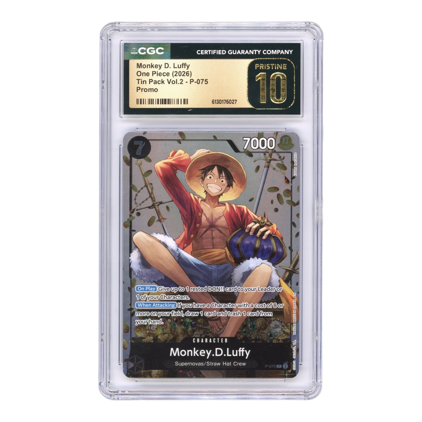 Monkey D.Luffy 2026 One Piece English Tin Pack Vol.2 Promo #P-075 CGC Pristine 10