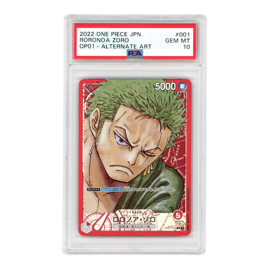 Roronoa Zoro 2022 One Piece Japanese OP01 Leader Alternate Art #001 PSA 10