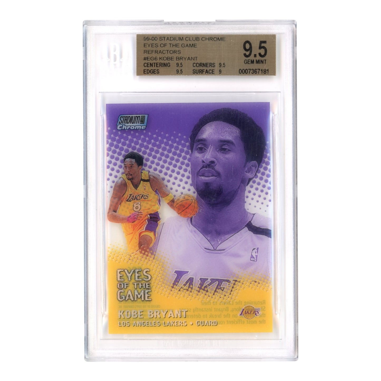 Kobe Bryant 1999-00 Topps Stadium Chrome Eyes of The Game Refractors #EG6 BGS 9.5