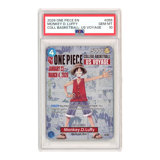 Monkey D.Luffy 2026 One Piece Japanese College Basketball US Voyage #055 PSA 10