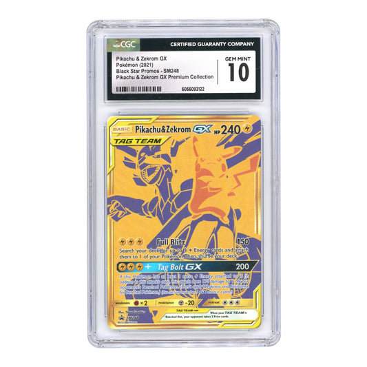 Pikachu & Zekrom GX 2021 Pokemon English Sun & Moon Tag Team Black Star Promo #248 CGC 10