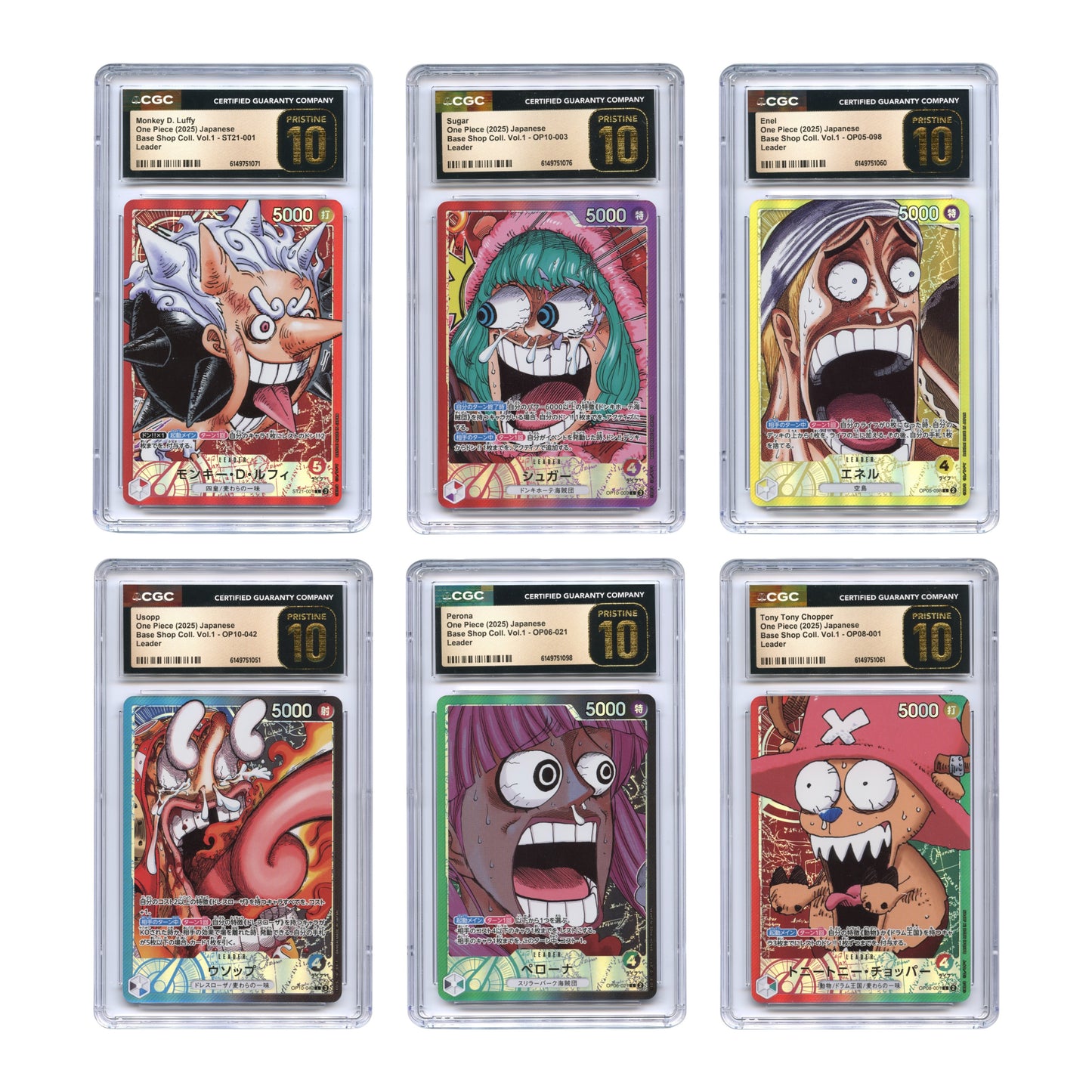 Set of 6 2025 One Piece Japanese Base Shop Collection Vol.1 Leader CGC Pristine 10