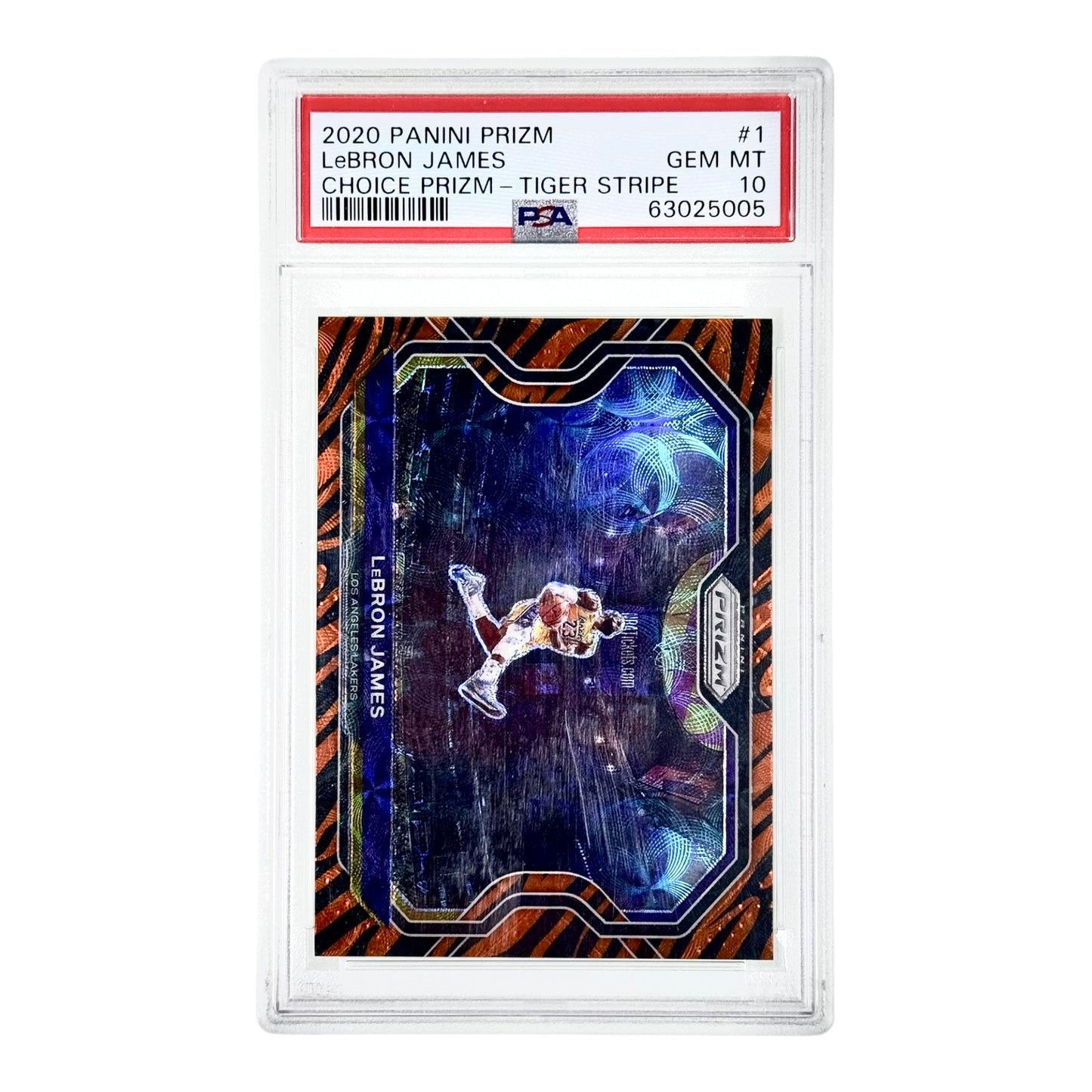 Lebron James 2020-21 Panini Prizm Choice Tiger Stripe #1 PSA 10