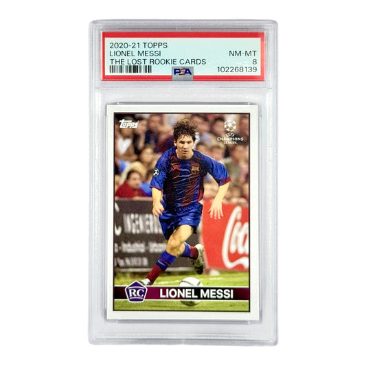 Lionel Messi 2020-21 Topps The Lost Rookie Cards PSA 8