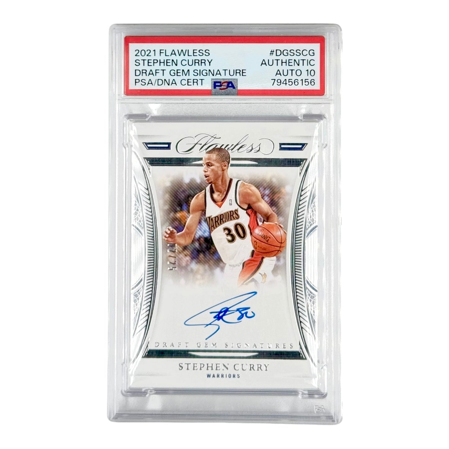 Stephen Curry 2021-22 Panini Flawless Draft Gem Auto 02/15 #DGSSCG PSA Auto 10