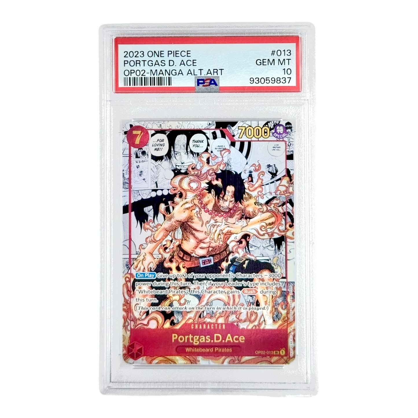 Portgas D. Ace One Piece English OP-02 Manga Alternate Art #013 PSA 10