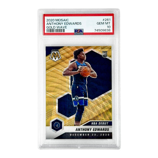 Anthony Edwards 2019-20 Mosaic Gold Wave Rookie RC #261 PSA 10