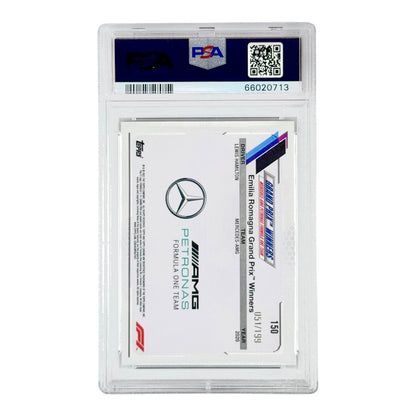 Lewis Hamilton 2021 Topps Chrome F1 Purple Checker Flag 051/199 #150 PSA 9