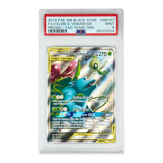 Celebi & Venusaur 2019 Pokemon Sun & Moon Tag Team Promo #SM167 PSA 9