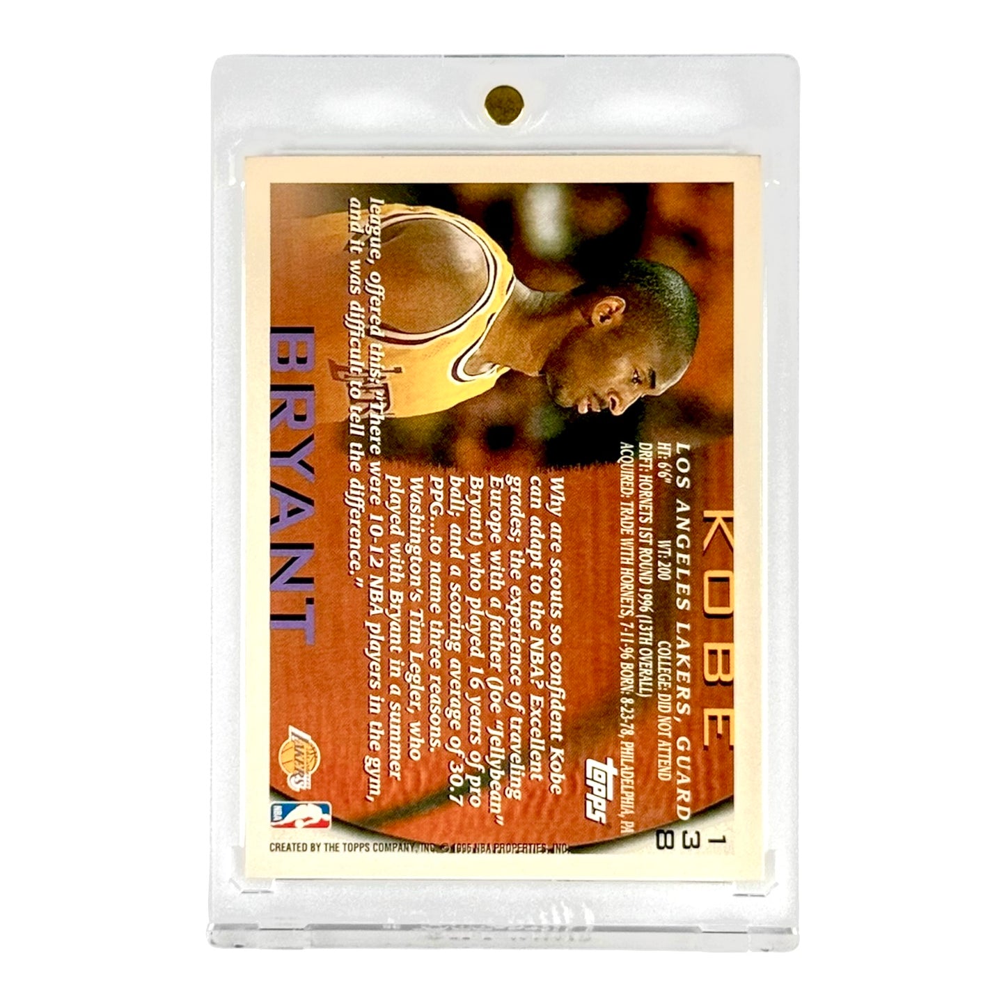 Kobe Bryant 1996 Topps Rookie RC #138