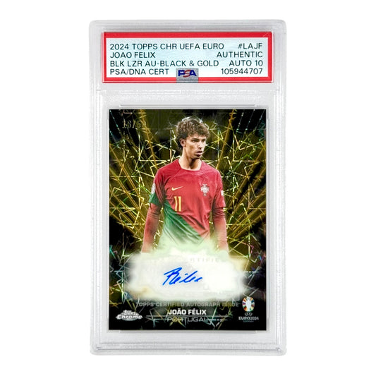 Joao Felix 2024 Topps Chrome UEFA Euro Black Lazer Auto 16/50 #LAJF PSA Auto 10