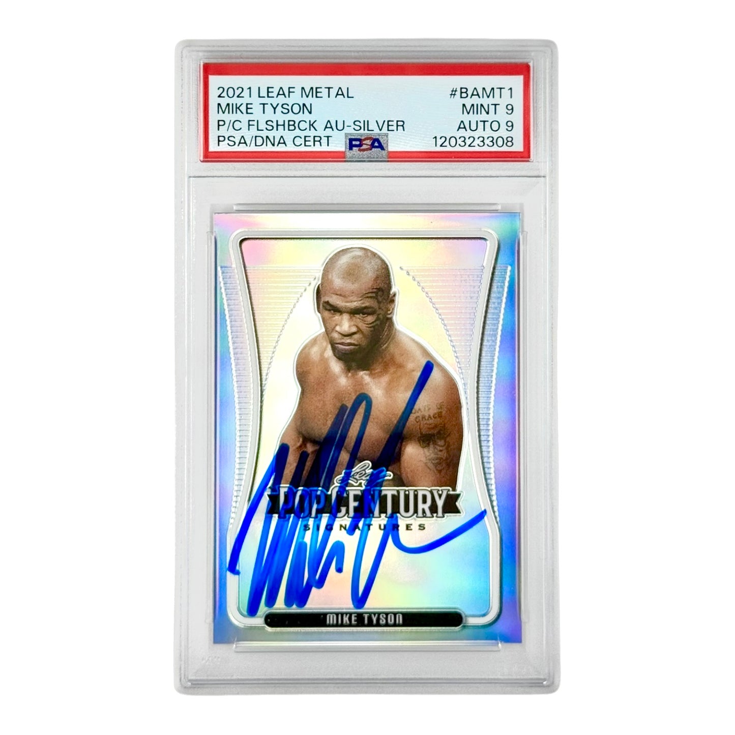 Mike Tyson 2021 Leaf Metal Flashback Auto Silver 21/50 PSA 9 Auto 9