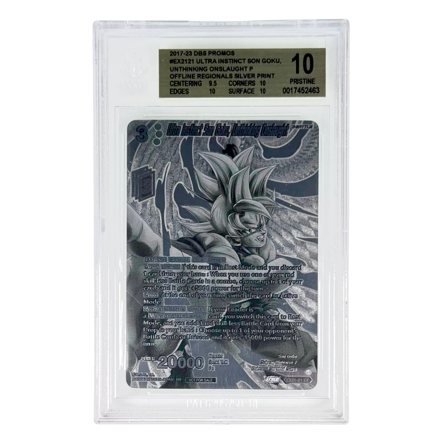Son Goku Dragonball Super Card Game Promo Regional's Silver Print #EX2121 BGS Pristine 10