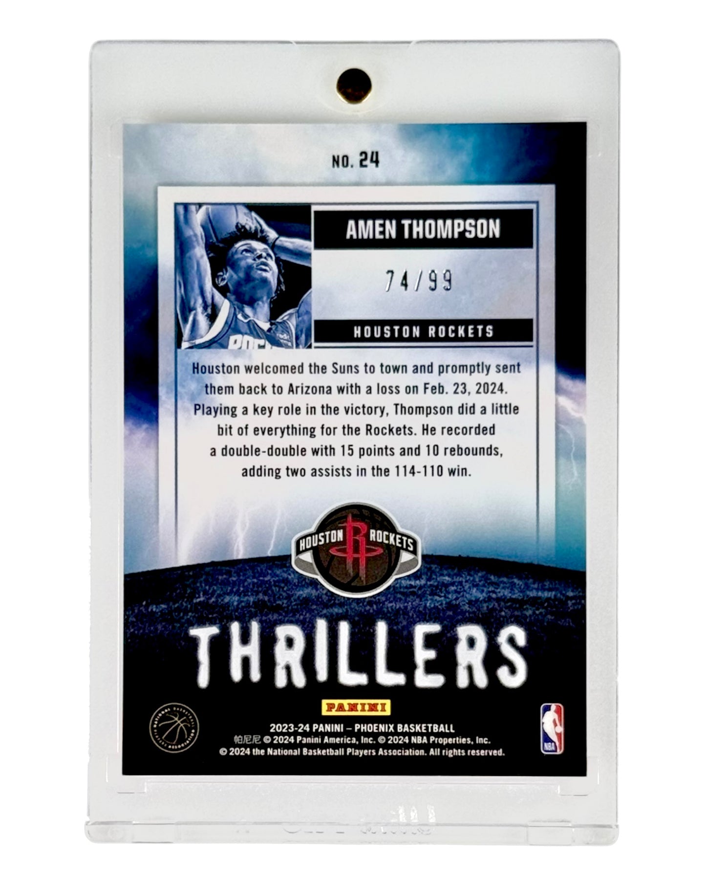 Amen Thompson 2023-24 Panini Phoenix Thrillers Pink 74/99 Rookie RC #24