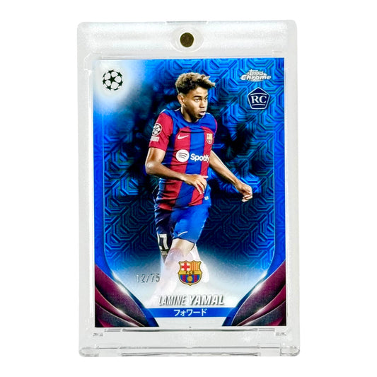 Lamine Yamal 2023-24 Topps Chrome UCL Japan Edition Rookie RC Blue Mojo Refractor 12/75 #64