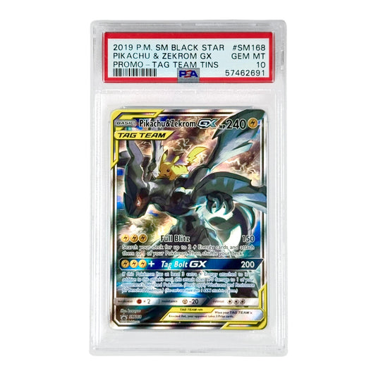 Pikachu & Zekrom GX 2019 Pokemon Japanese Sun & Moon Tag Team Promo #SM168 PSA 10