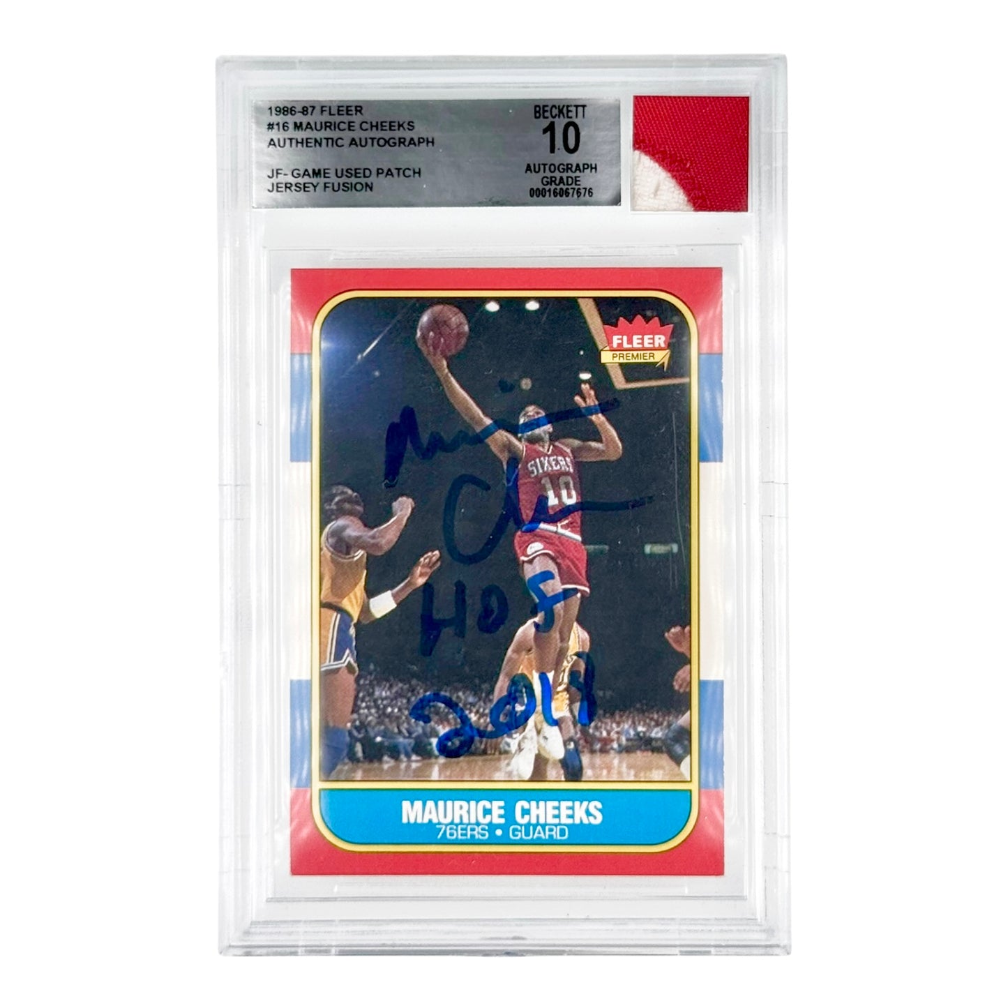 Maurice Cheeks 1986-87 Fleer Game Used Patch BGS Auto 10