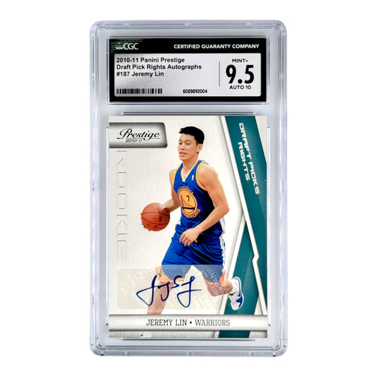 Jeremy Lin 2010-11 Prestige Draft Pick Rights Auto 184/199 Rookie RC #187 CGC 9.5