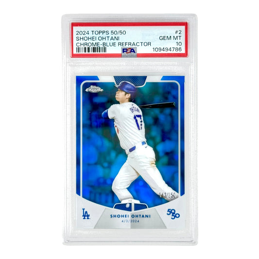 Shohei Ohtani 2024 Topps 50/50 Blue Refractor 143/150 #2 PSA 10