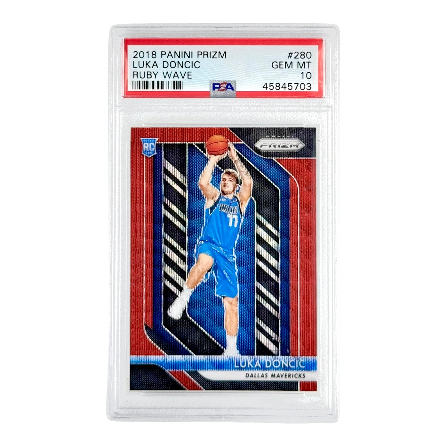 Luka Doncic 2018-19 Panini Prizm Ruby Red Wave Rookie RC #280 PSA 10