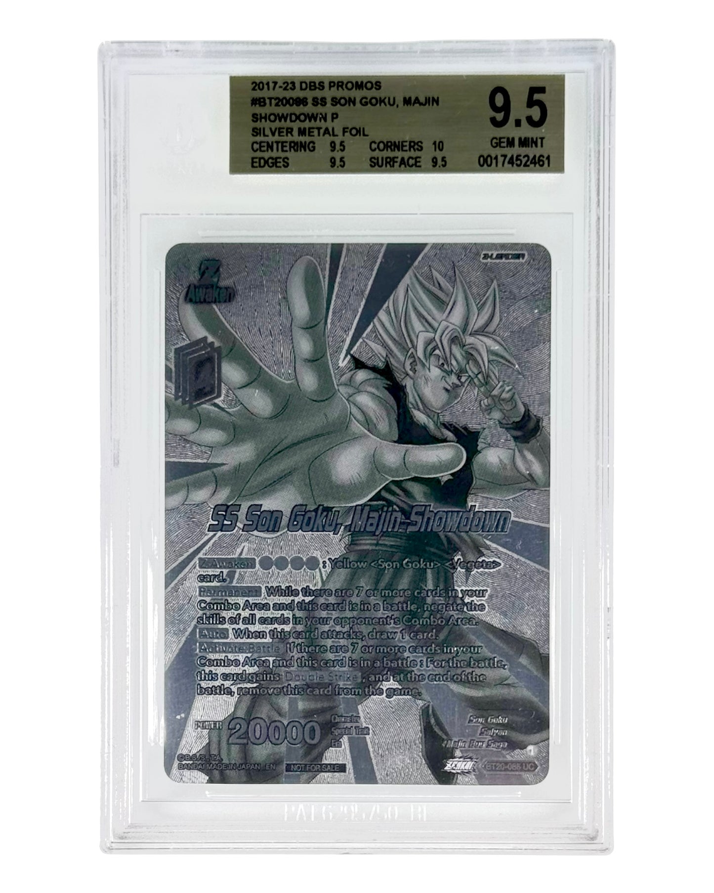 Son Goku Dragonball Super Card Game Promo Regional's Silver Print #BT20086 BGS 9.5