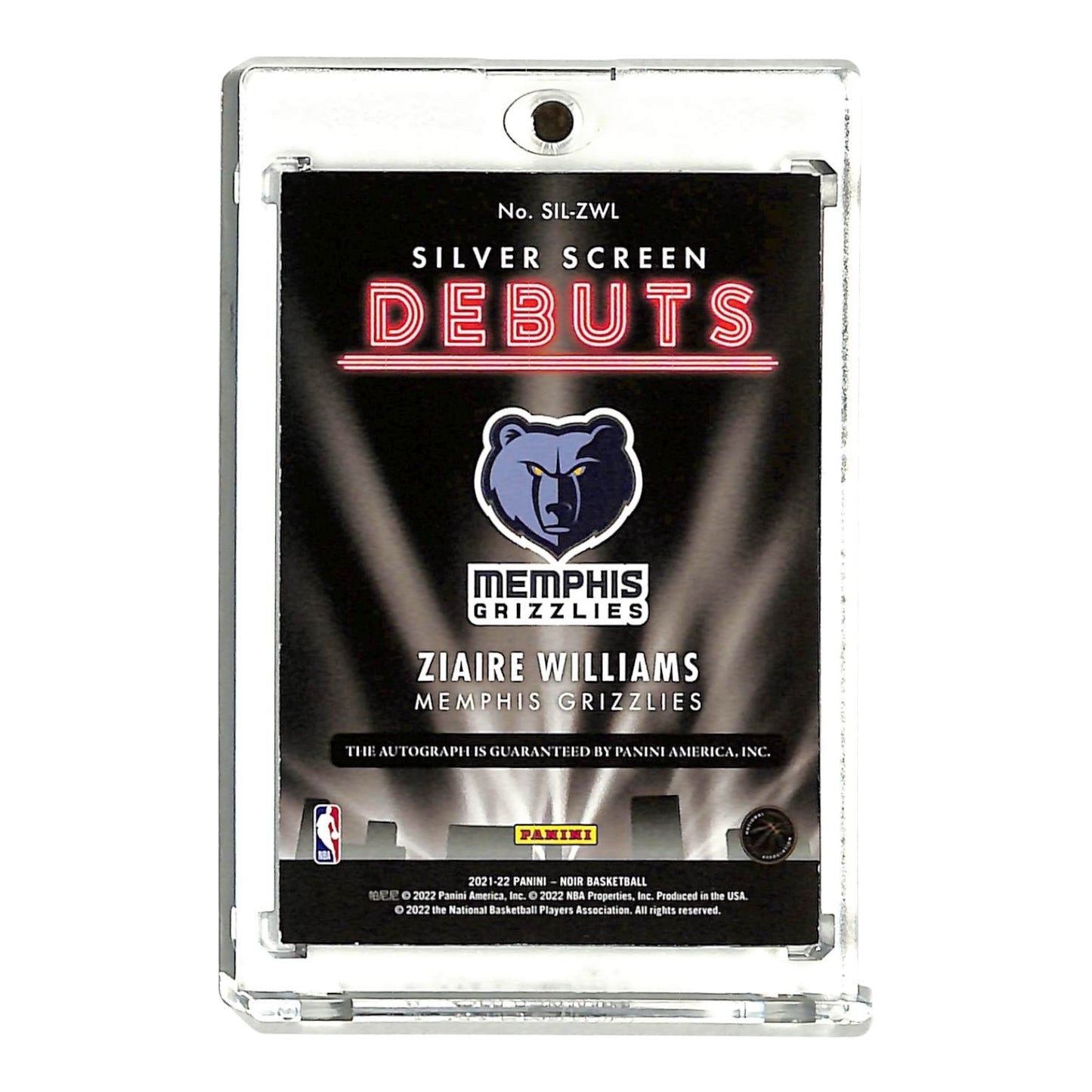 Ziaire Williams 2021-22 Noir Silver Screen Debuts Auto 98/99 Rookie RC #SIL-ZWL