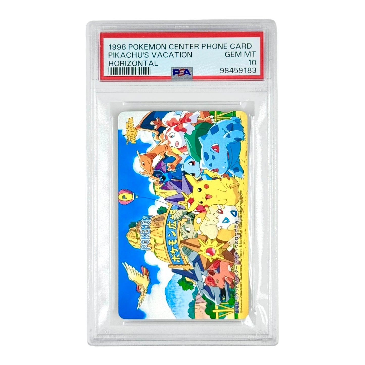 Pikachu's Vacation 1998 Pokemon Center Japanese Phone Card Horizontal PSA 10