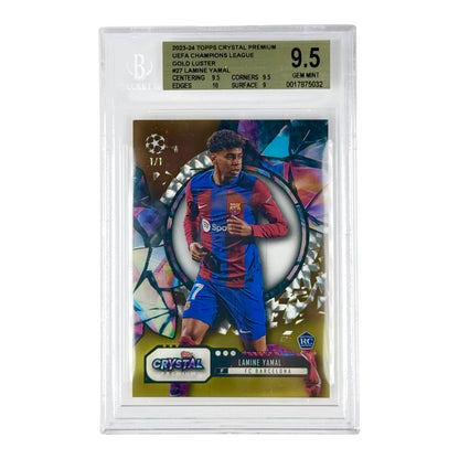 Lamine Yamal 2023-24 Topps Crystal Premium UEFA Champions League Rookie RC 1 of 1 #27 BGS 9.5