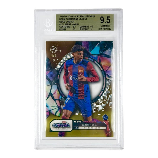 Lamine Yamal 2023-24 Topps Crystal Premium UEFA Champions League Rookie RC 1 of 1 #27 BGS 9.5