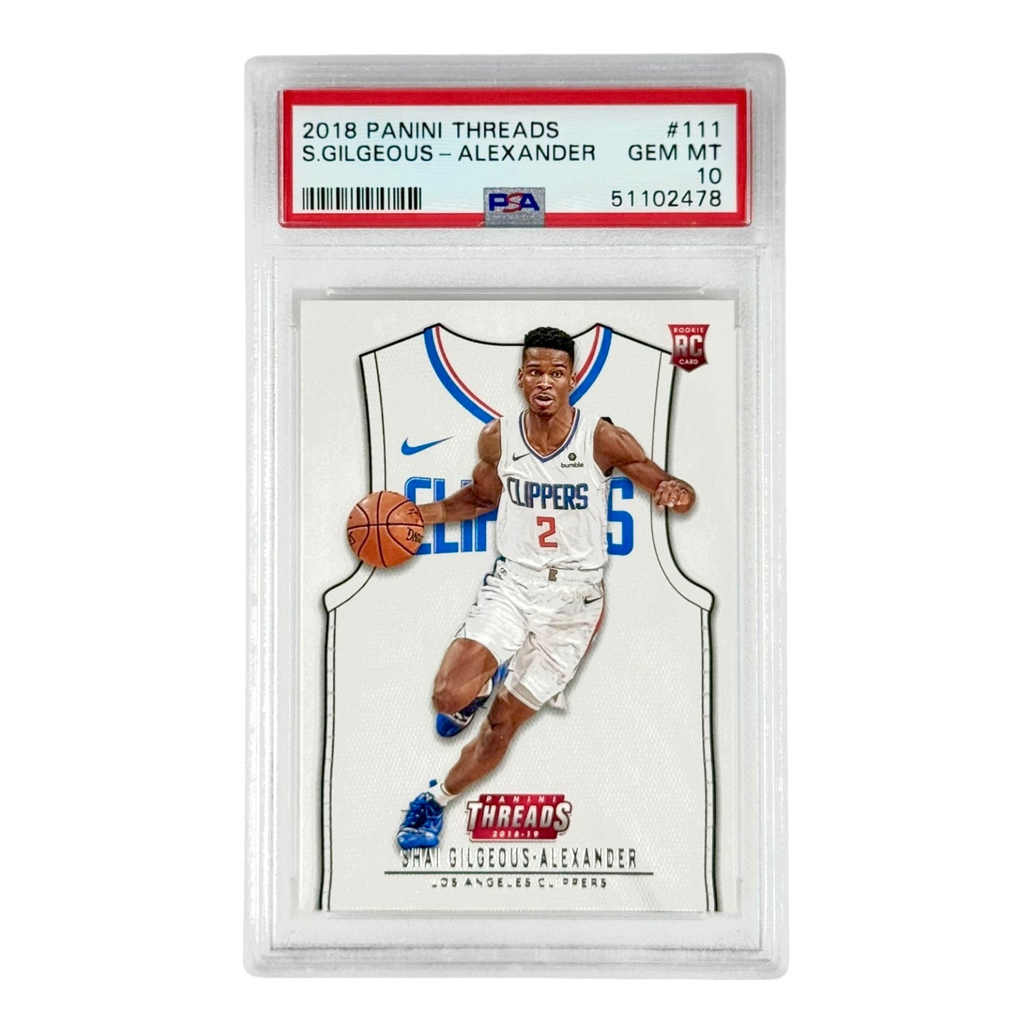 Shai Gilgeous Alexander 2018 Threads Rookie RC #111 PSA 10