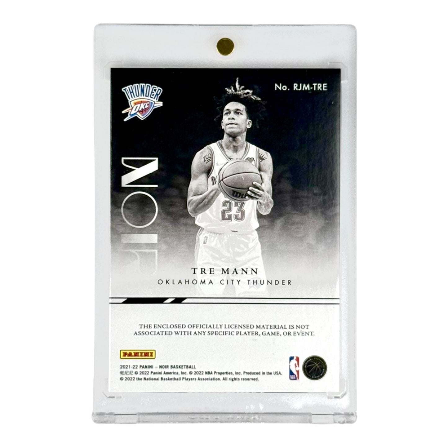 Tre Mann 2021-22 Noir Rookie Jumbo Material Patch RC 07/10 #RJM-TRE