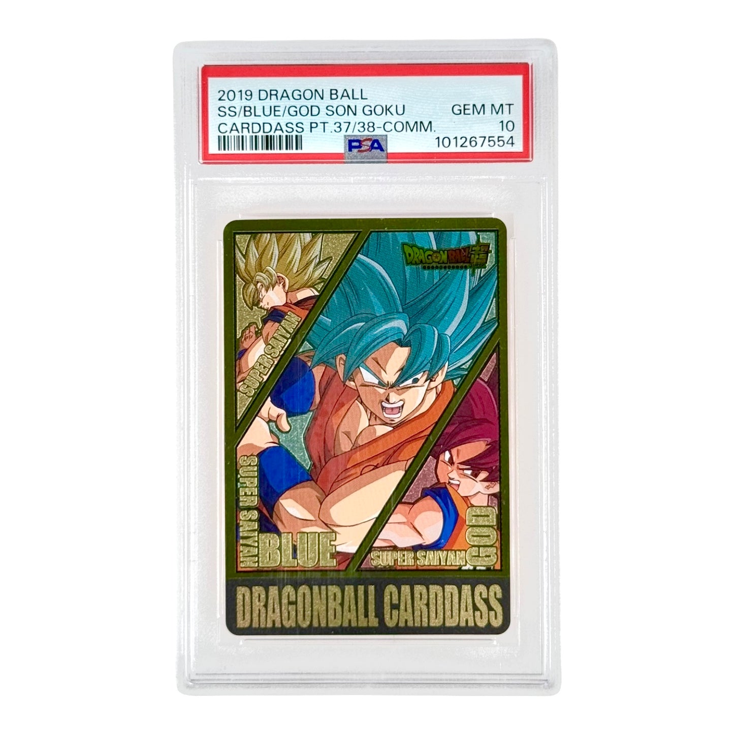 Super Saiyan Son Goku 2019 Dragonball Japanese Carddass Super Pt.37/38 Complete Box PSA 10