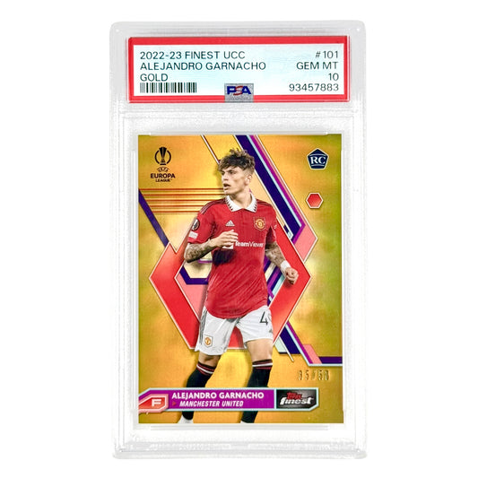 Alejandro Garnacho 2022-23 Topps Finest UCC Rookie RC Gold 35/50 #101 PSA 10