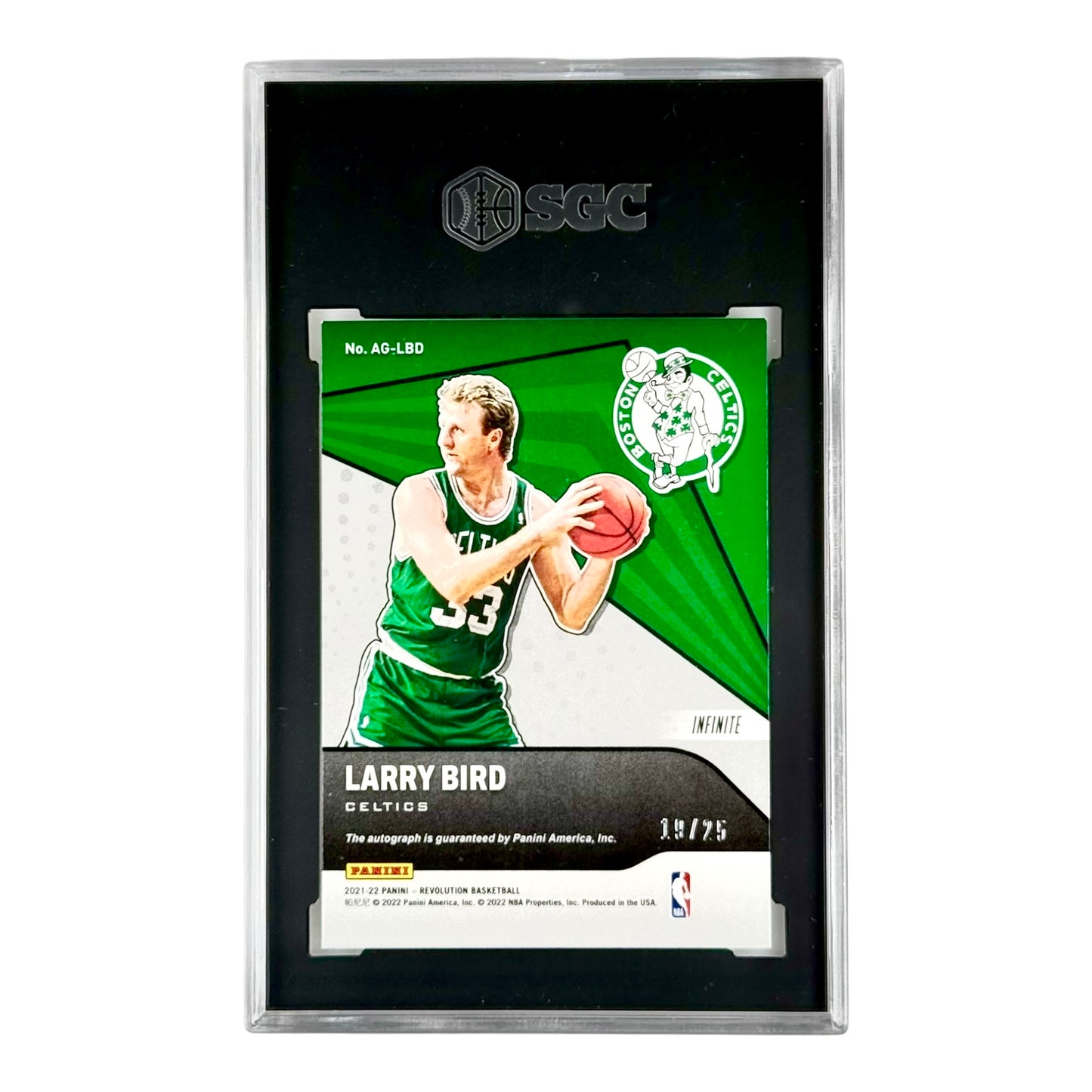 Larry Bird 2021-22 Revolution Auto Infinite 19/25 #AG-LBD SGC 9 Auto 10