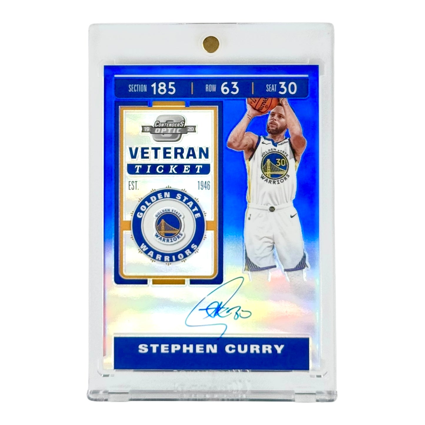 Stephen Curry 2019-20 Contenders Optic Auto Blue 15/20 #VT-SCY