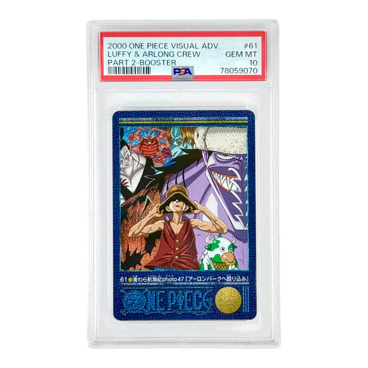 Luffy & Arlong Crew 2000 One Piece Japanese Bandai Carddass Visual Adventure Pt.2 Booster #61 PSA 10