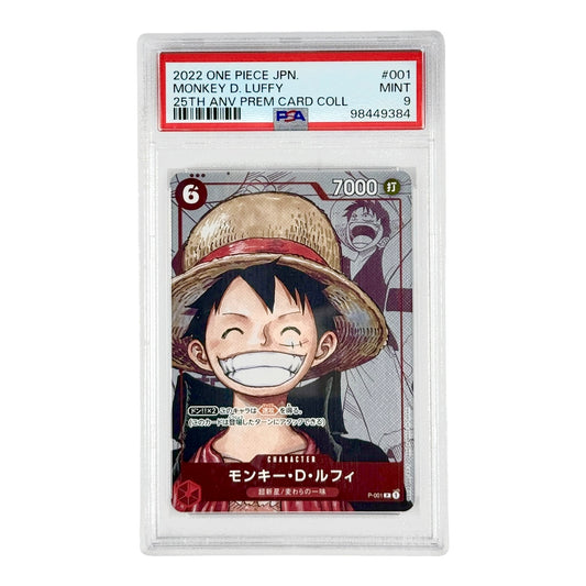 Monkey D. Luffy 2022 One Piece Japanese 25th Anniversary Premium Card Collection #001 PSA 9